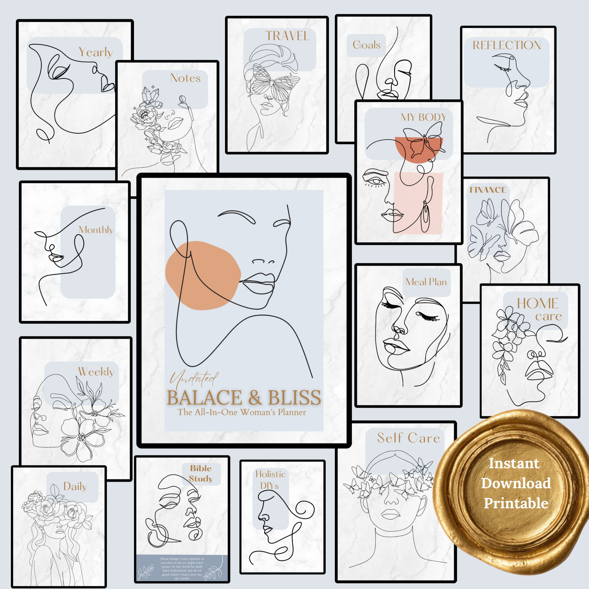 Balance & Bliss Planner — All pages spread